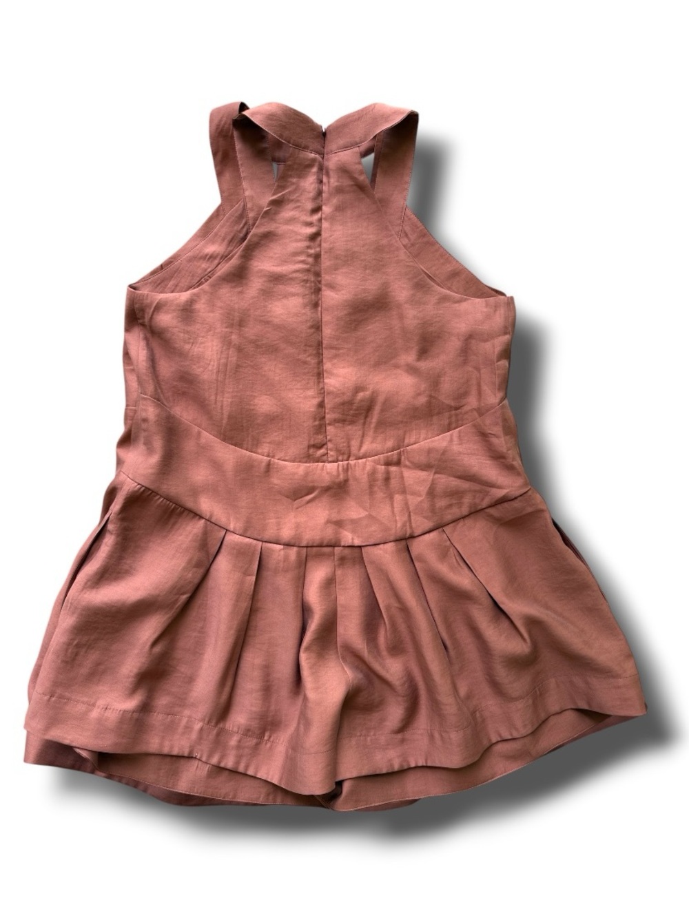 By Anthropologie Silky Brown V-Neck Pinafore Romper Size Small - Picture 8 of 13